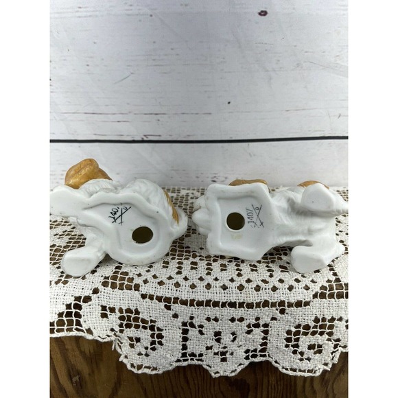 Homeco Puppies Dogs Spaniels #1407 White & Brown Porcelain Bisque Set of 2 - Picture 8 of 10